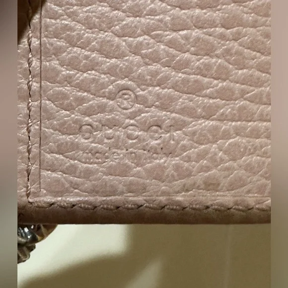 Gucci Marmont Calfskin Pebbled Leather Trifold Wallet
